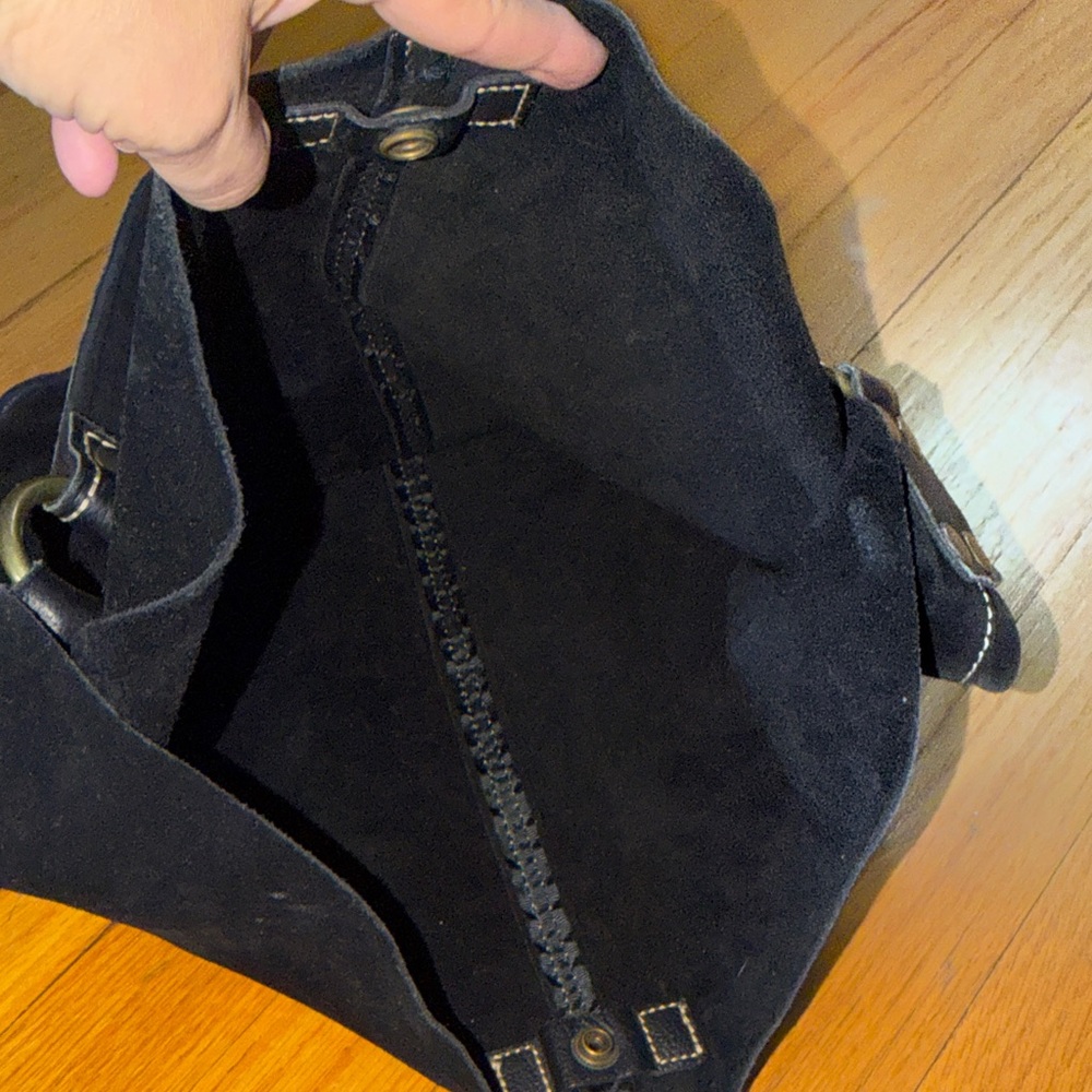 Lucky Brand 100%letter piel de bovino  Black Suede Shoulder Bag - Picture 3 of 9